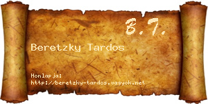 Beretzky Tardos névjegykártya